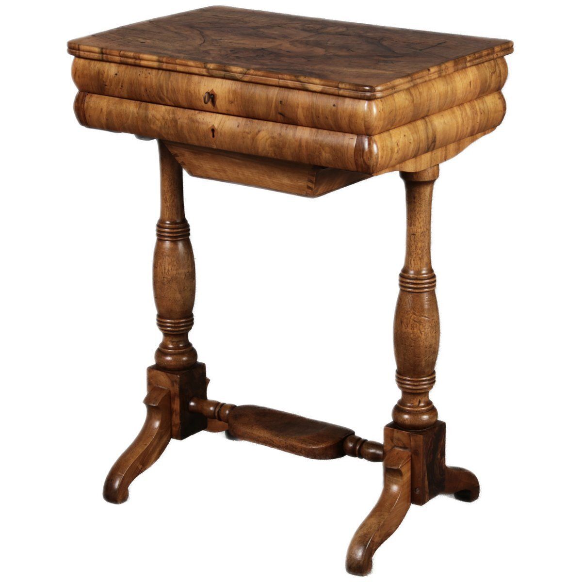Antique Biedermeier Side Table In Walnut, 1830 photo Furniture
