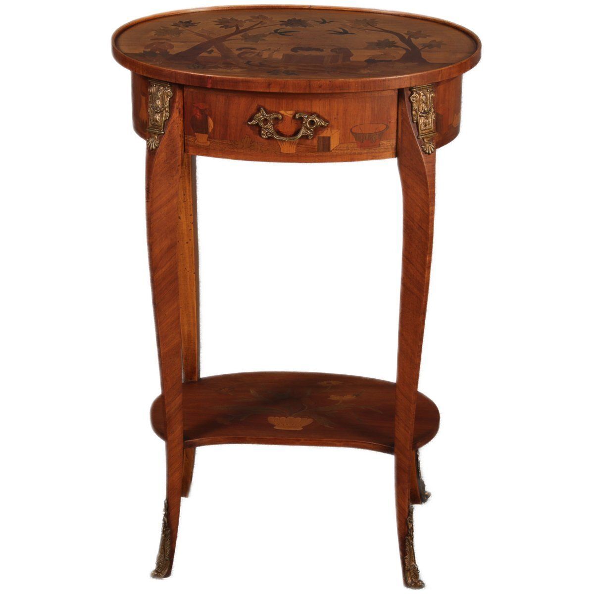 Antique Louis XV Style Side Tables With Chinoiserie Inlay, 1920s, Set Of 2 photo buy