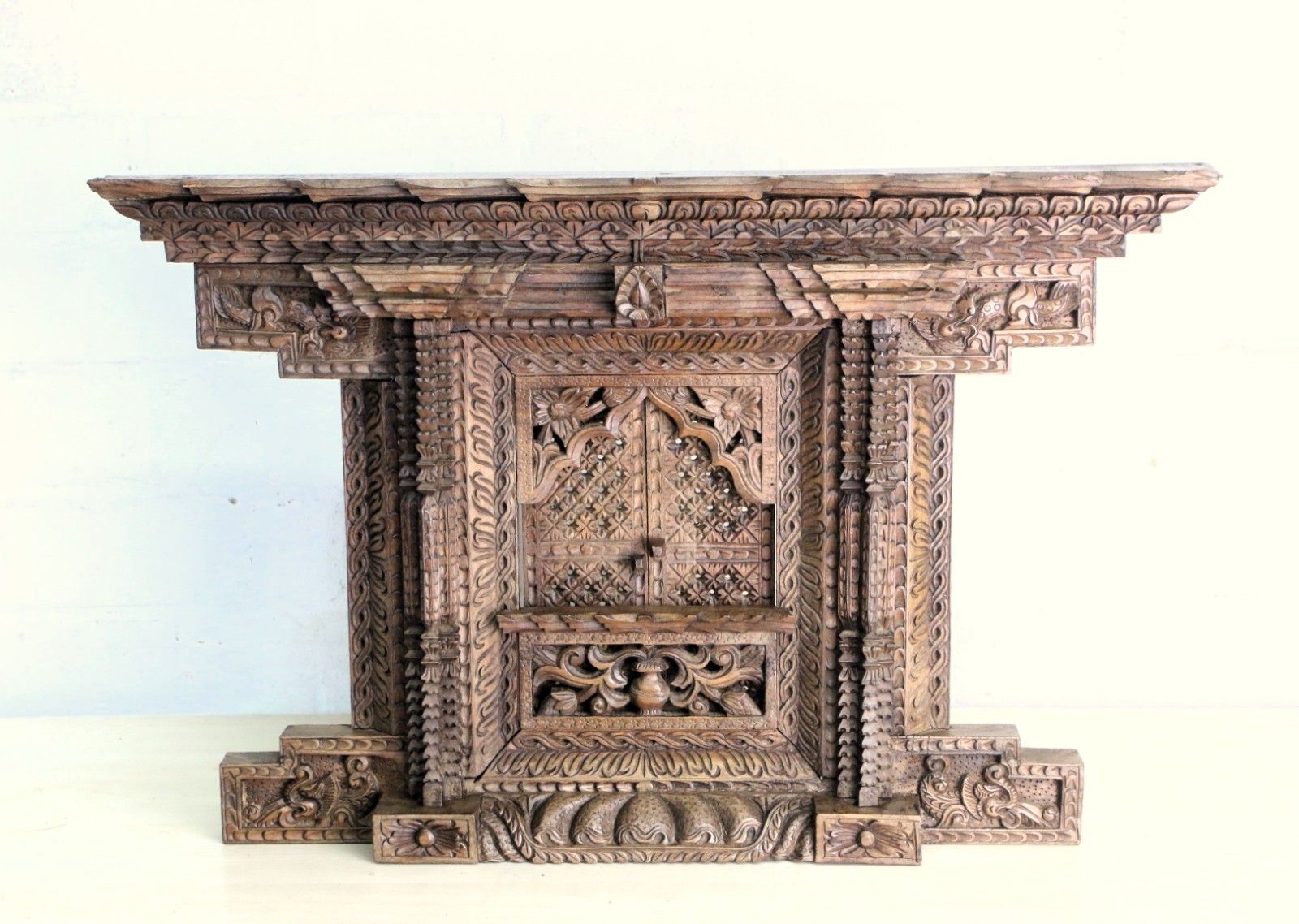 Antique Large Nepalese Wooden Carved Kumari Jhyal Kumari Window Large Decorative photo furniture