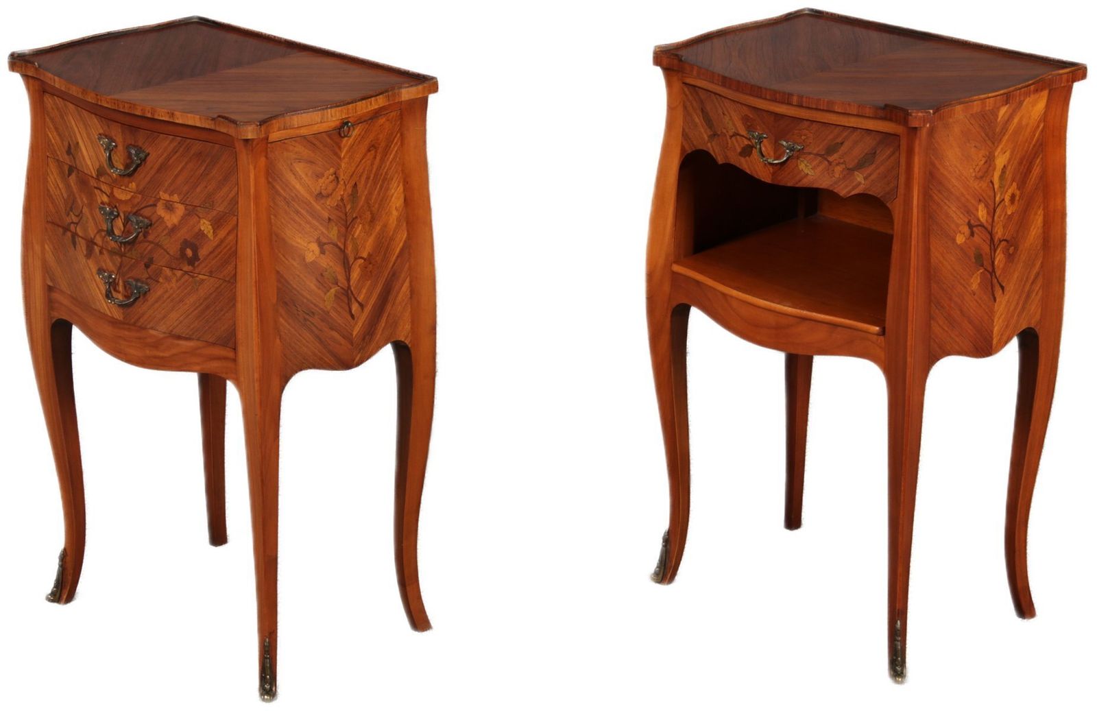 Antique Louis XV Style Bedside Tables With Floral Inlays, 1915, Set Of 2 photo 1752.0