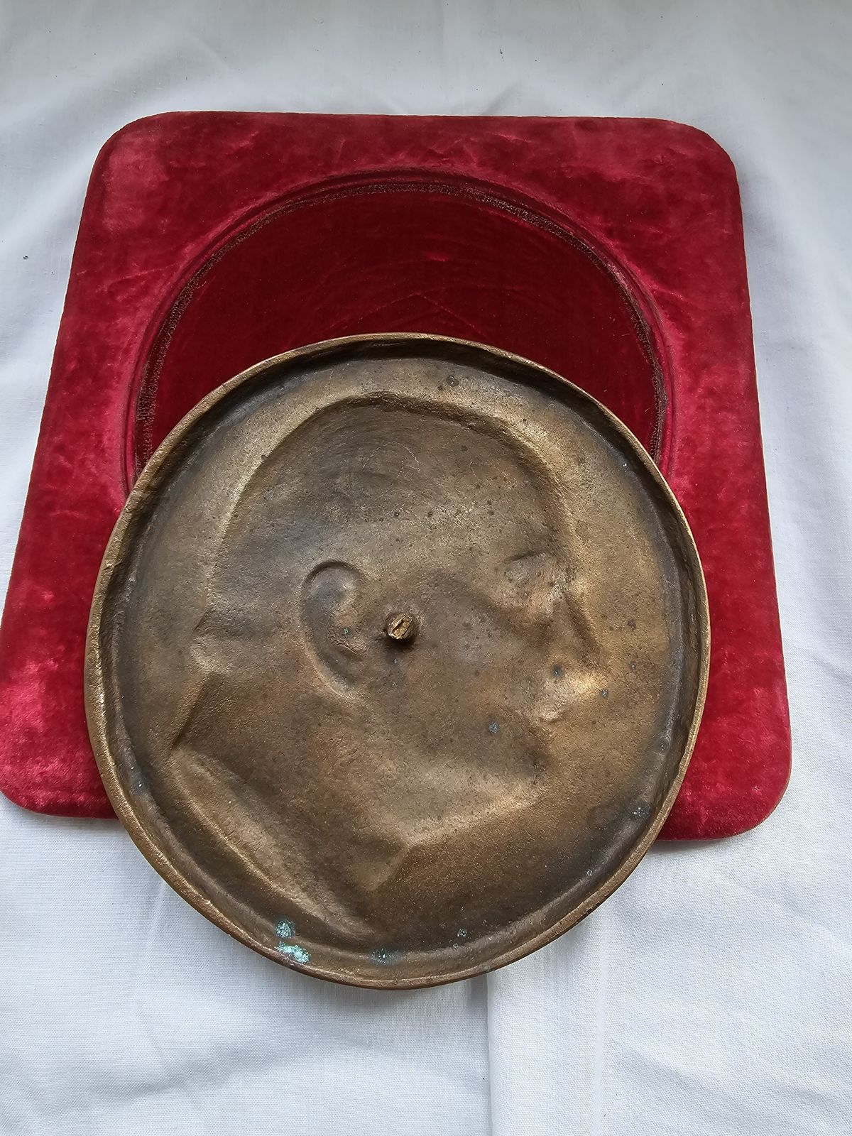 Brass Memorial Plaque Late Victorian On A Velvet And Water Silk Stand photo Home Decor
