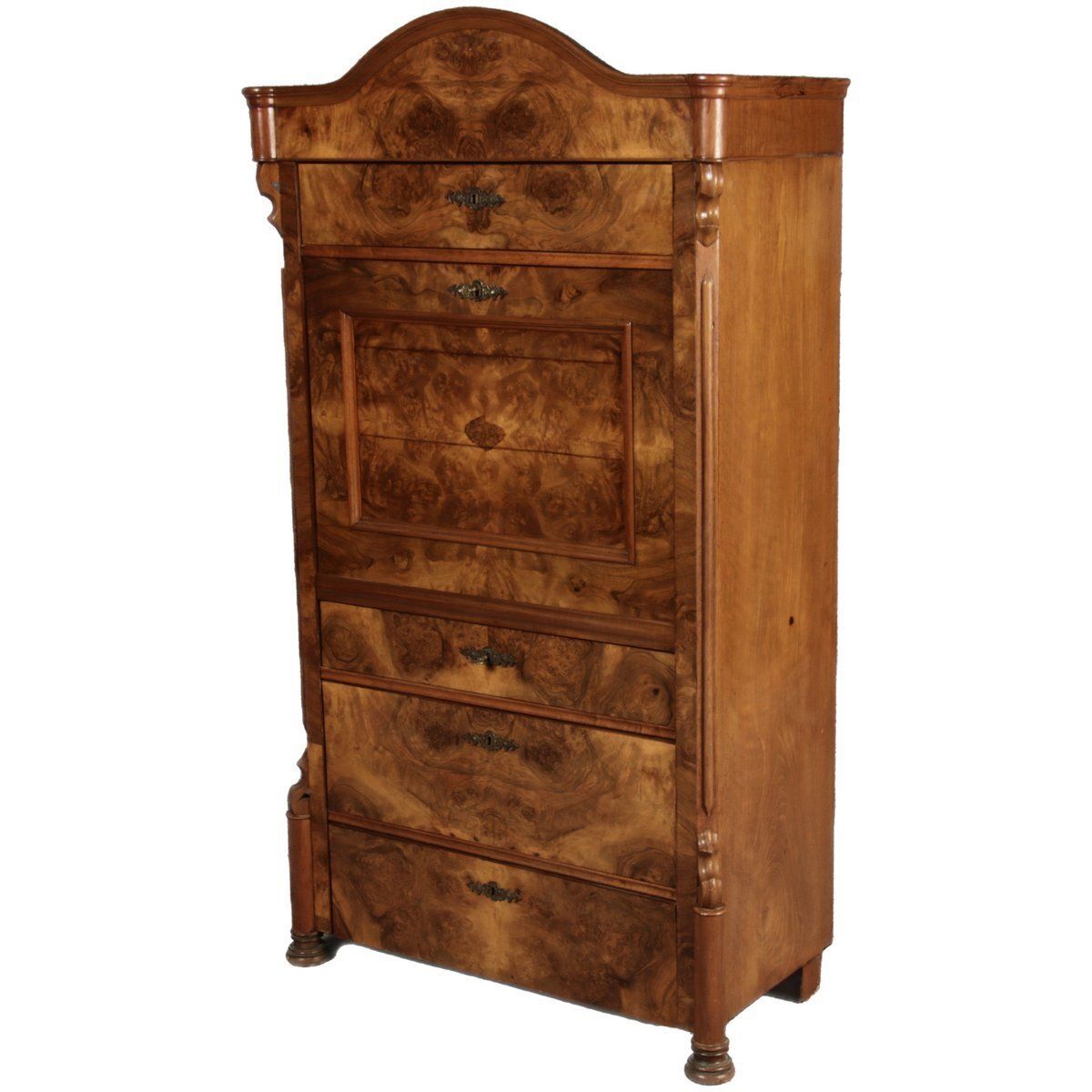 Antique Louis Phillipe Secretary In Walnut, 1860 photo for sale