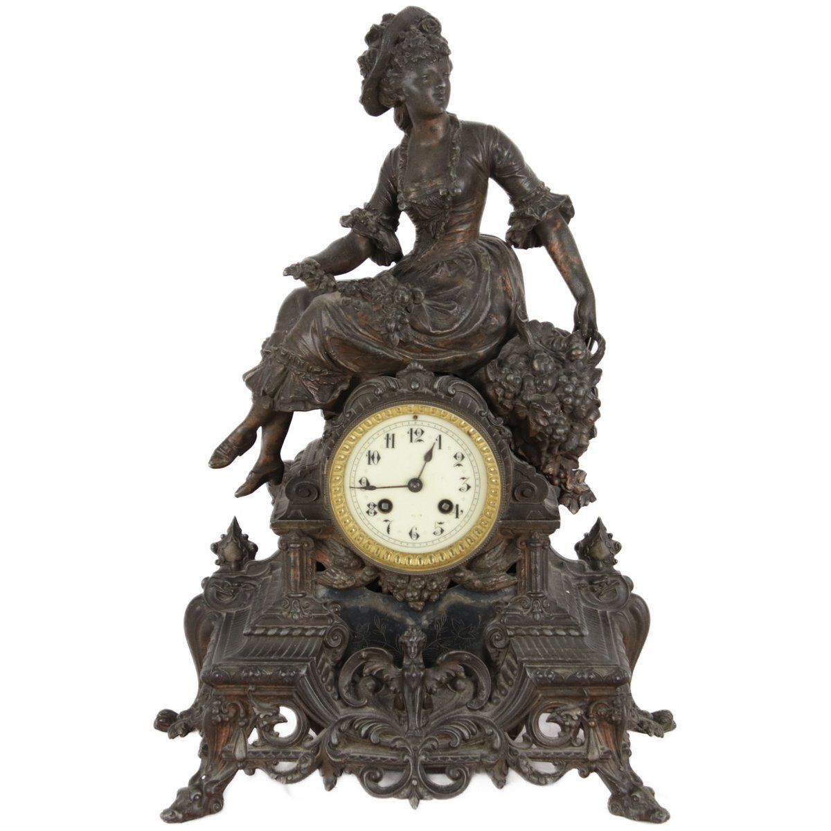 French Fireplace Clock In Bronze With Brass Movement By S. Marti & Cie, 1870s, Set Of 3 photo furniture