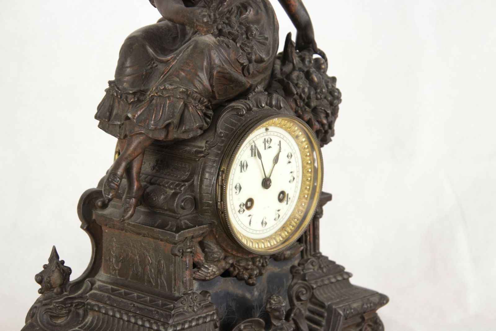 2640.0 French Fireplace Clock In Bronze With Brass Movement By S. Marti & Cie, 1870s, Set Of 3 photo