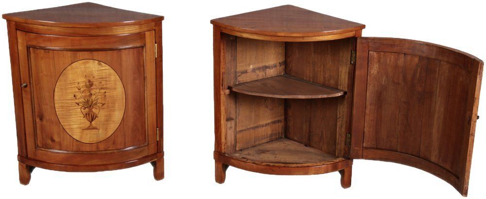 Small Antique Corner Cabinets In Cherry, 1800s, Set Of 2 photo Furniture