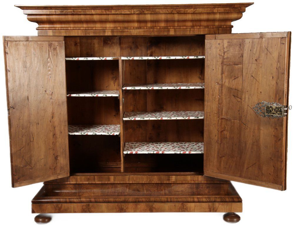 Antique Baroque Wet Wave Cabinet In Walnut, 18th Century photo Furniture