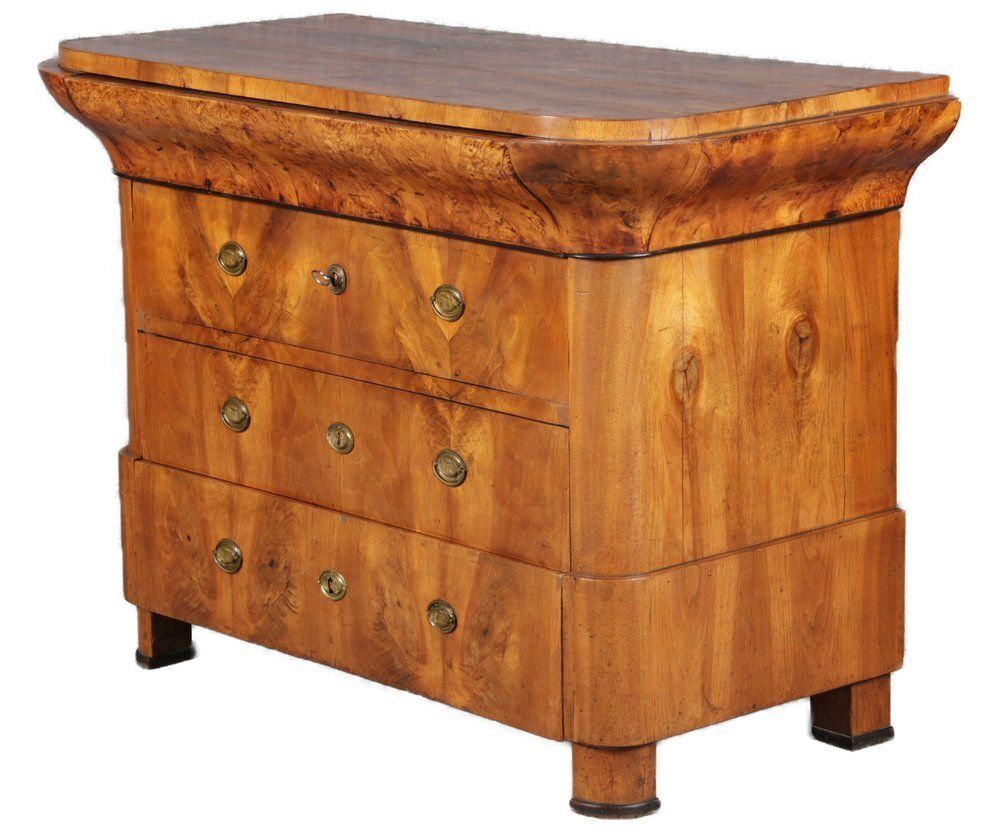 Ancient Biedermeier Walnut Chest Of Drawers, 1850s photo for sale