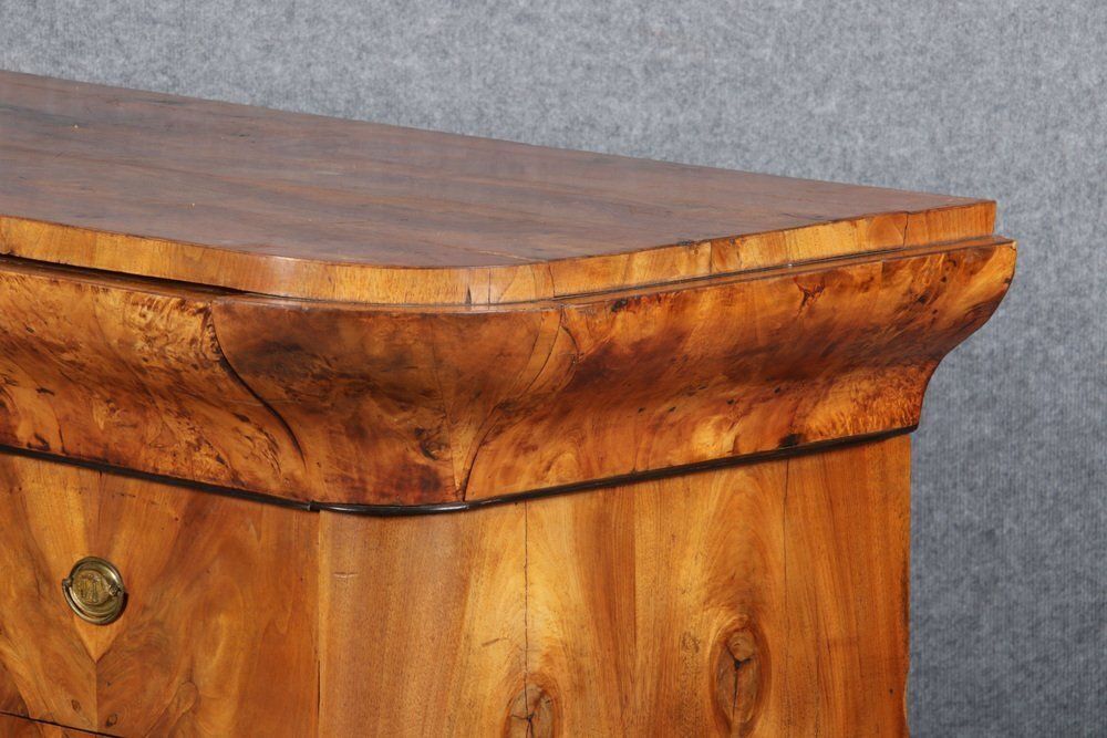 Furniture Ancient Biedermeier Walnut Chest Of Drawers, 1850s photo