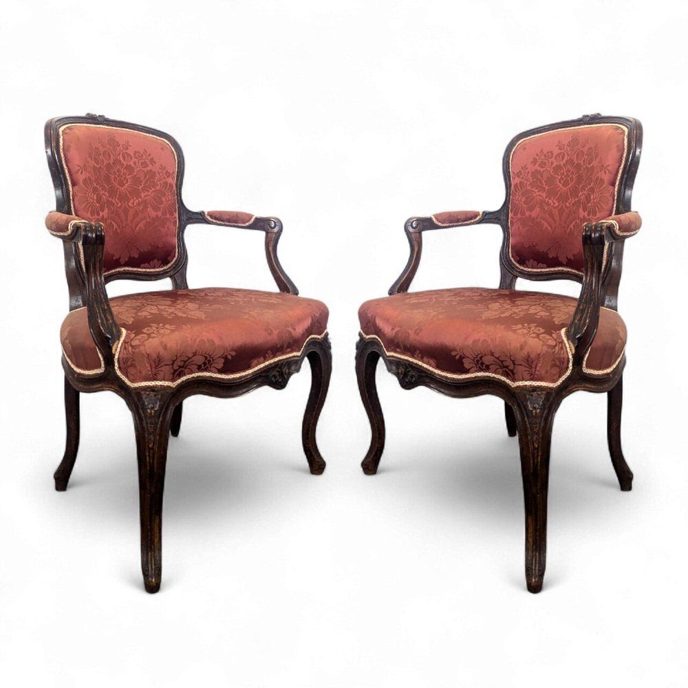 Louis XV Oak Armchairs, Set Of 2