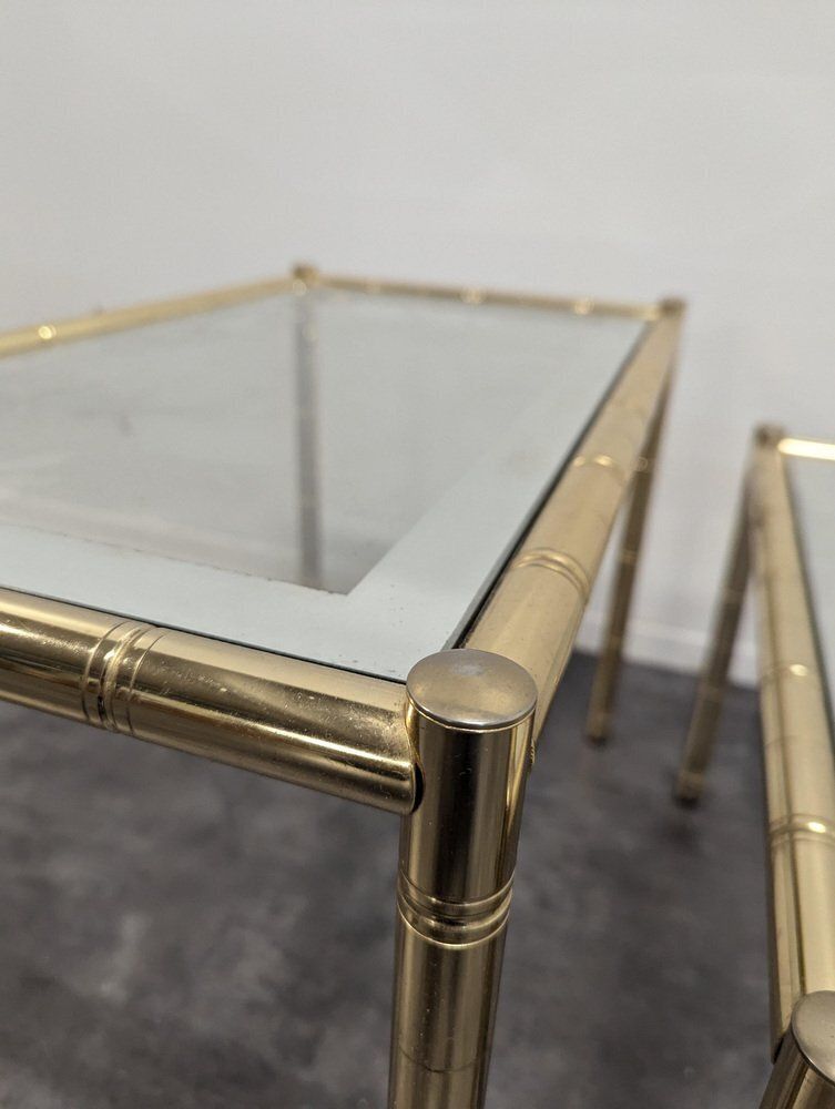 Hollywood Rengency Bamboo Style Nesting Tables, Set Of 2 photo Furniture