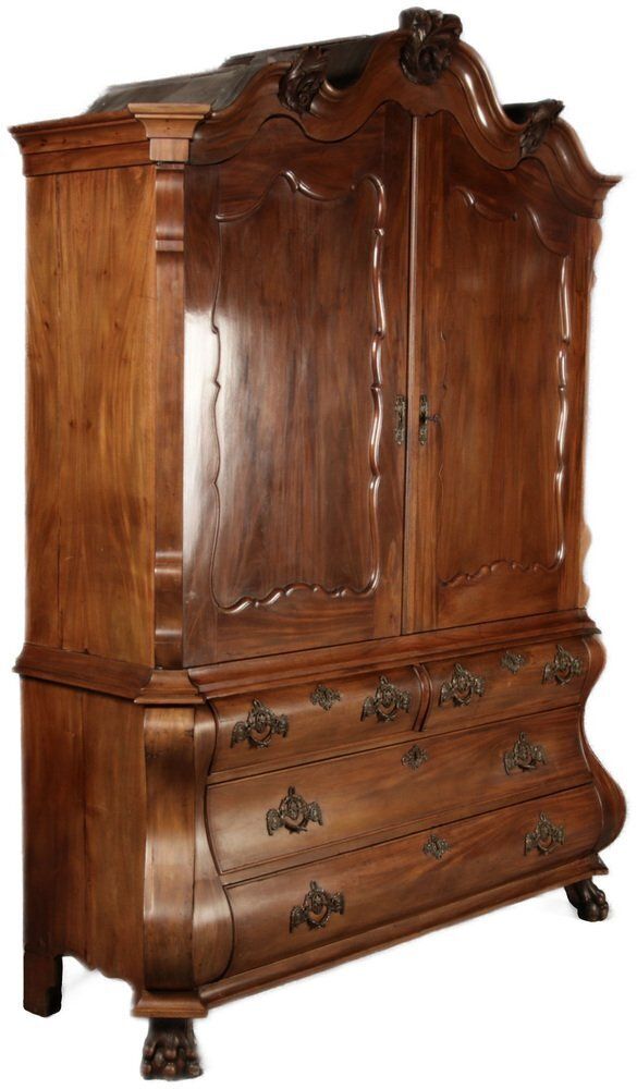 Antique Dutch Baroque Top Cabinet In Walnut, 19th Century photo furniture