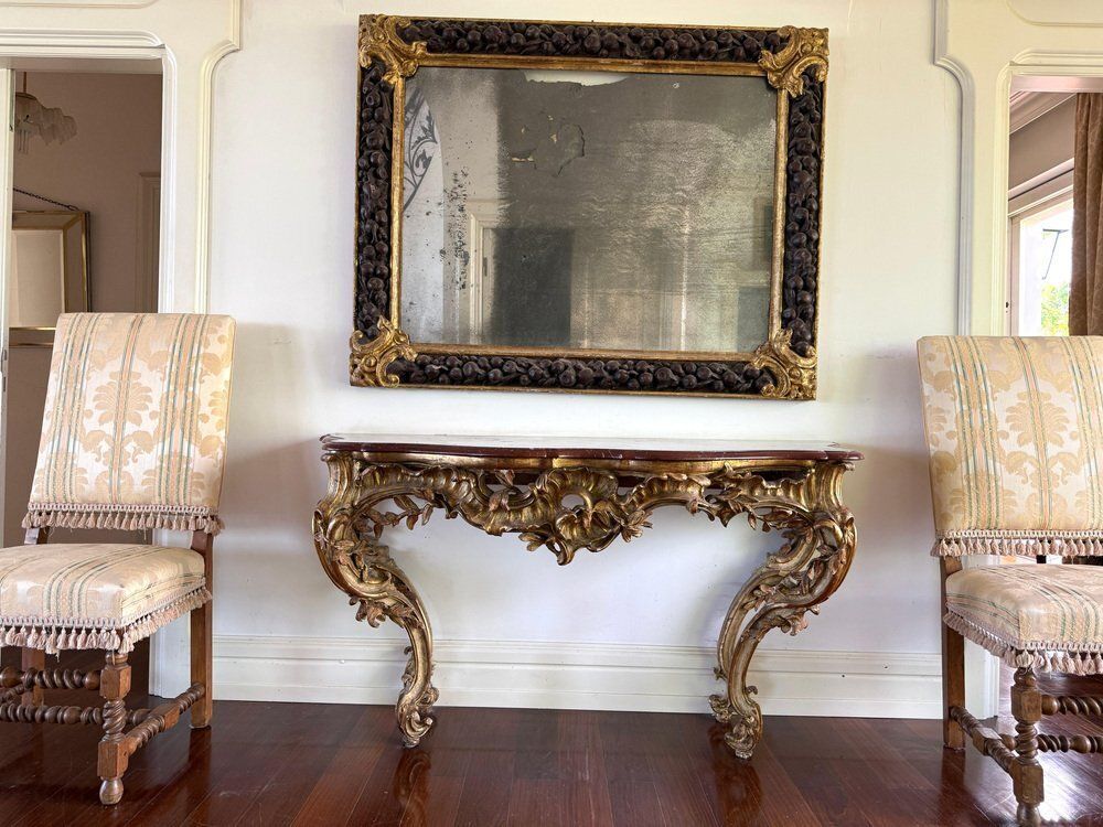Large Mid 18th Century French Giltwood Rococo Console Table With Marble Top, 1740s photo 20028.0