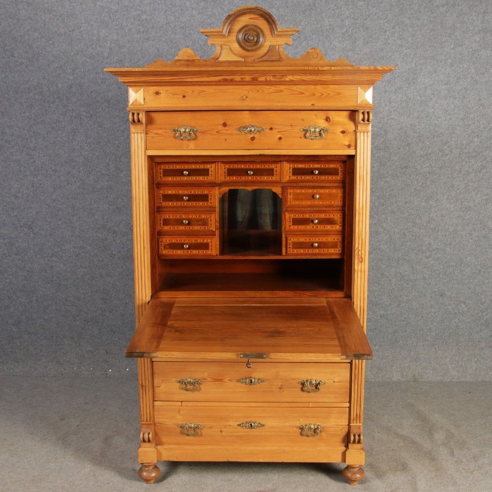 Antique Secretaire In Softwood, 1880 photo vinterior