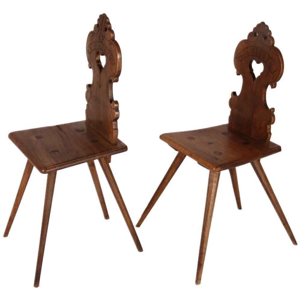 Antique Board Chairs In Walnut, 1815 1825, Set Of 2 photo for sale