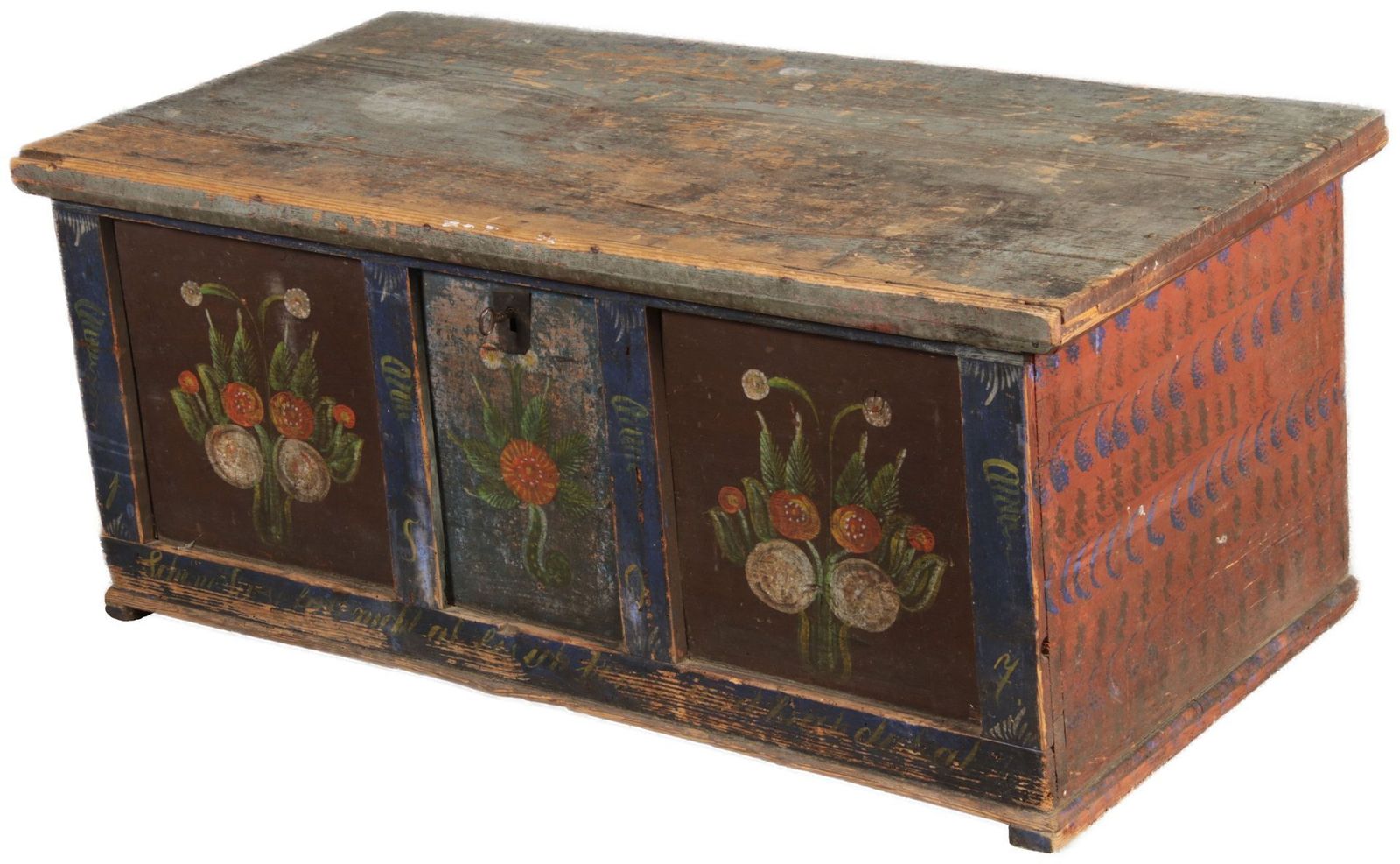 Small Antique Chamfered Chest In Softwood, 1897 photo for sale