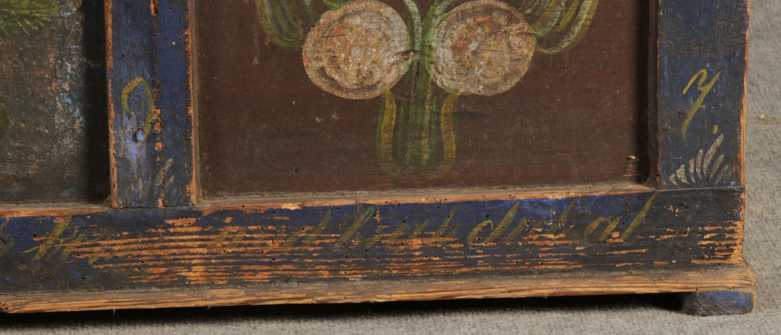 Small Antique Chamfered Chest In Softwood, 1897 photo vintage