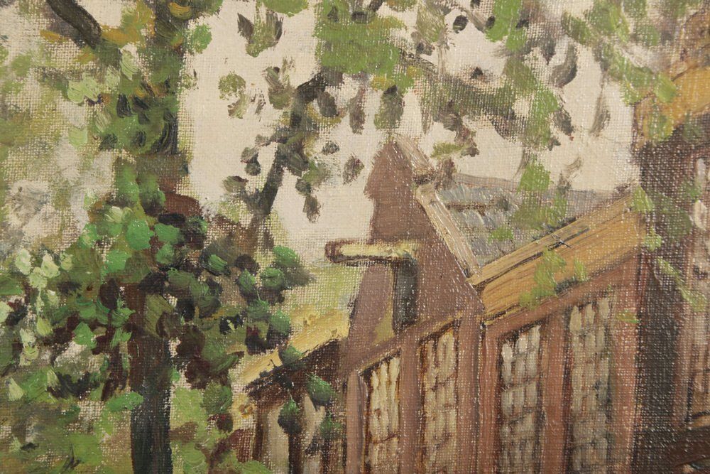 photo furniture R. Hornemann, Flower Market On The Canal In Amsterdam, 1900s, Oil On Canvas