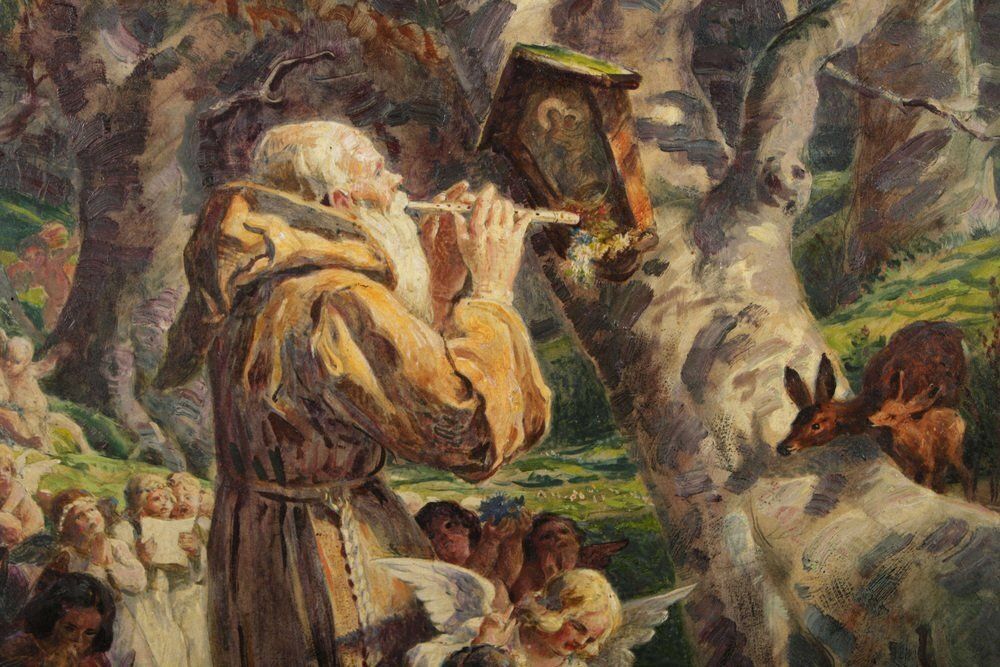 Thomas Riss, Forest Devotion, 1910, Oil Painting, Framed photo for sale