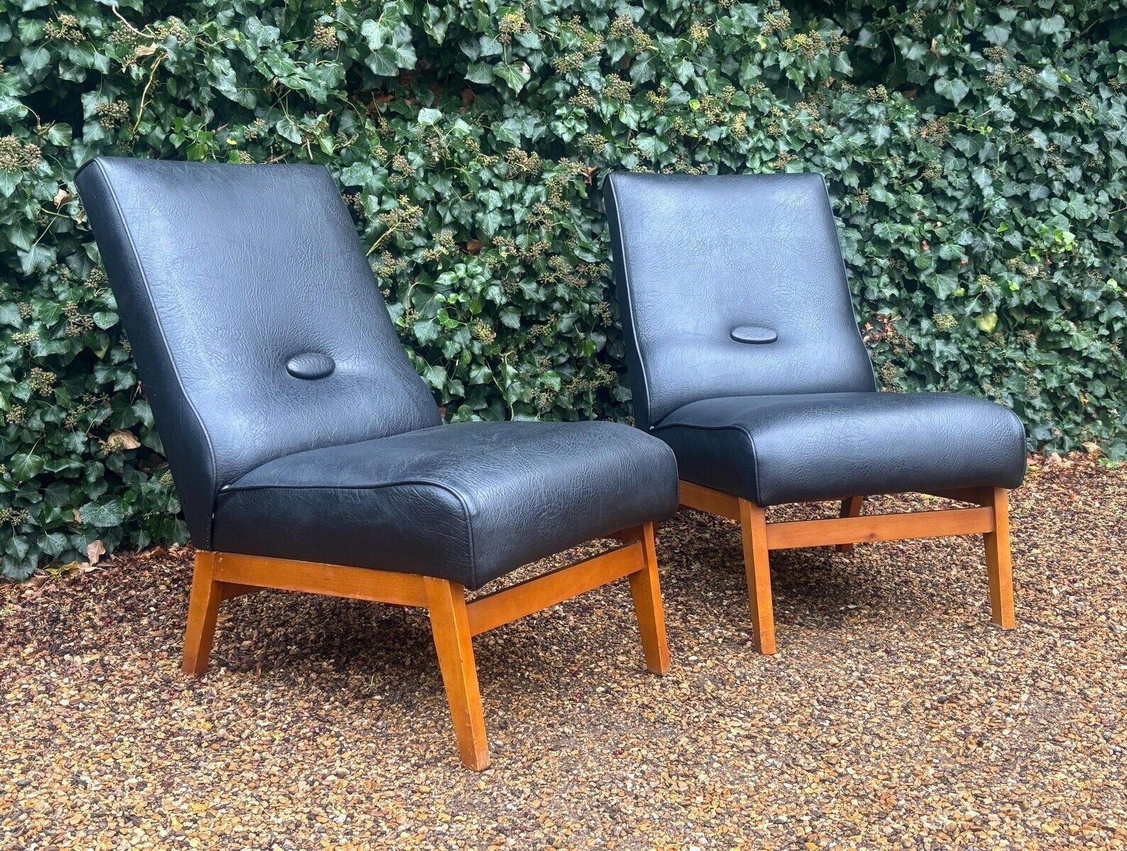 Mid Century Low Slung Lounge Slipper Chairs photo Furniture