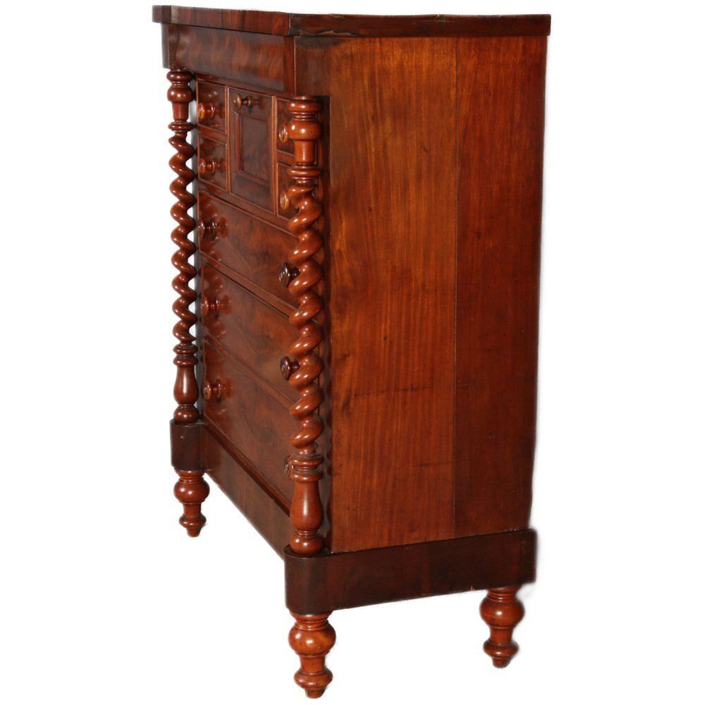 Antique English Victorian Chest Of Drawers In Mahogany, 1850 photo furniture