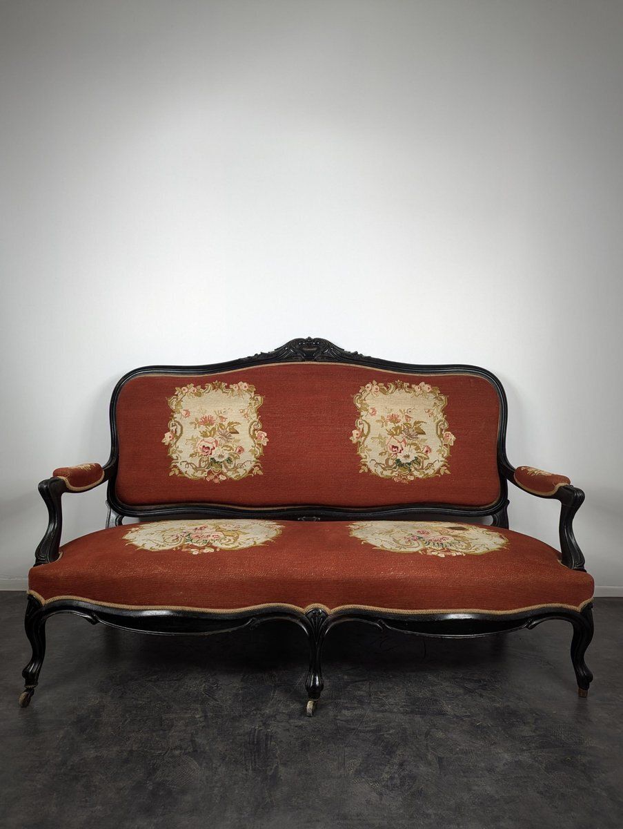 Napoleon III Noici Wooden Living Room, Set Of 3 photo vintage