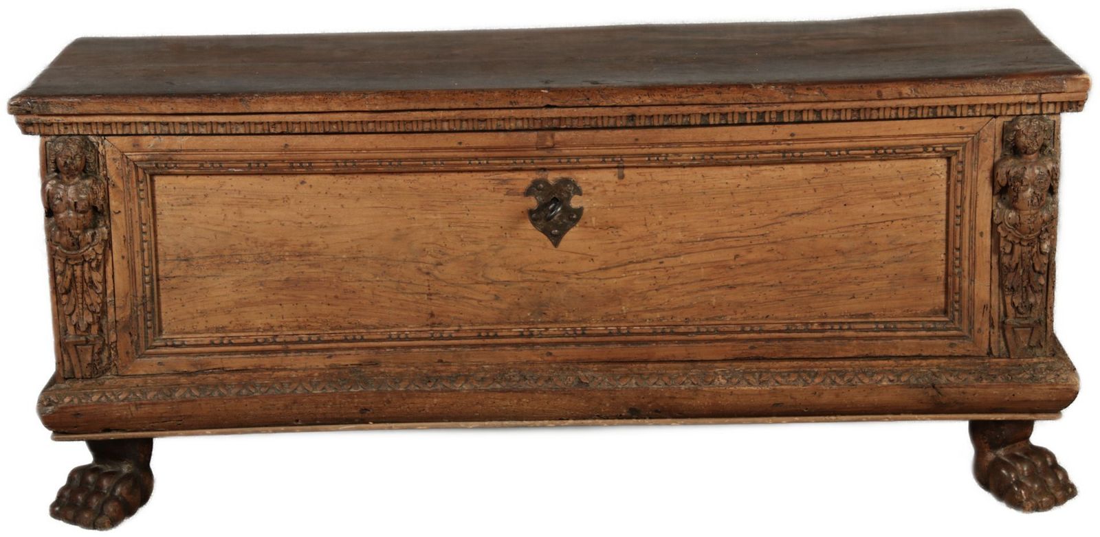 Antique Italian Cassone Renaissance Chest In Walnut, 1700 photo furniture