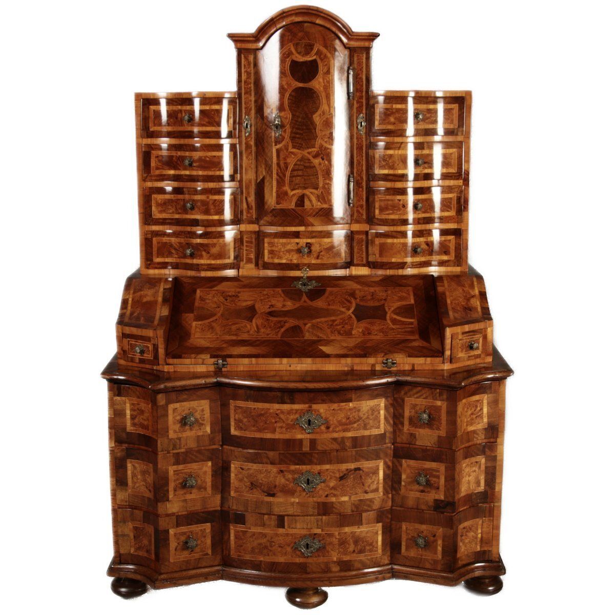 18th Century Baroque Secretary Walnut Veneer Vienna Austria, 1710s