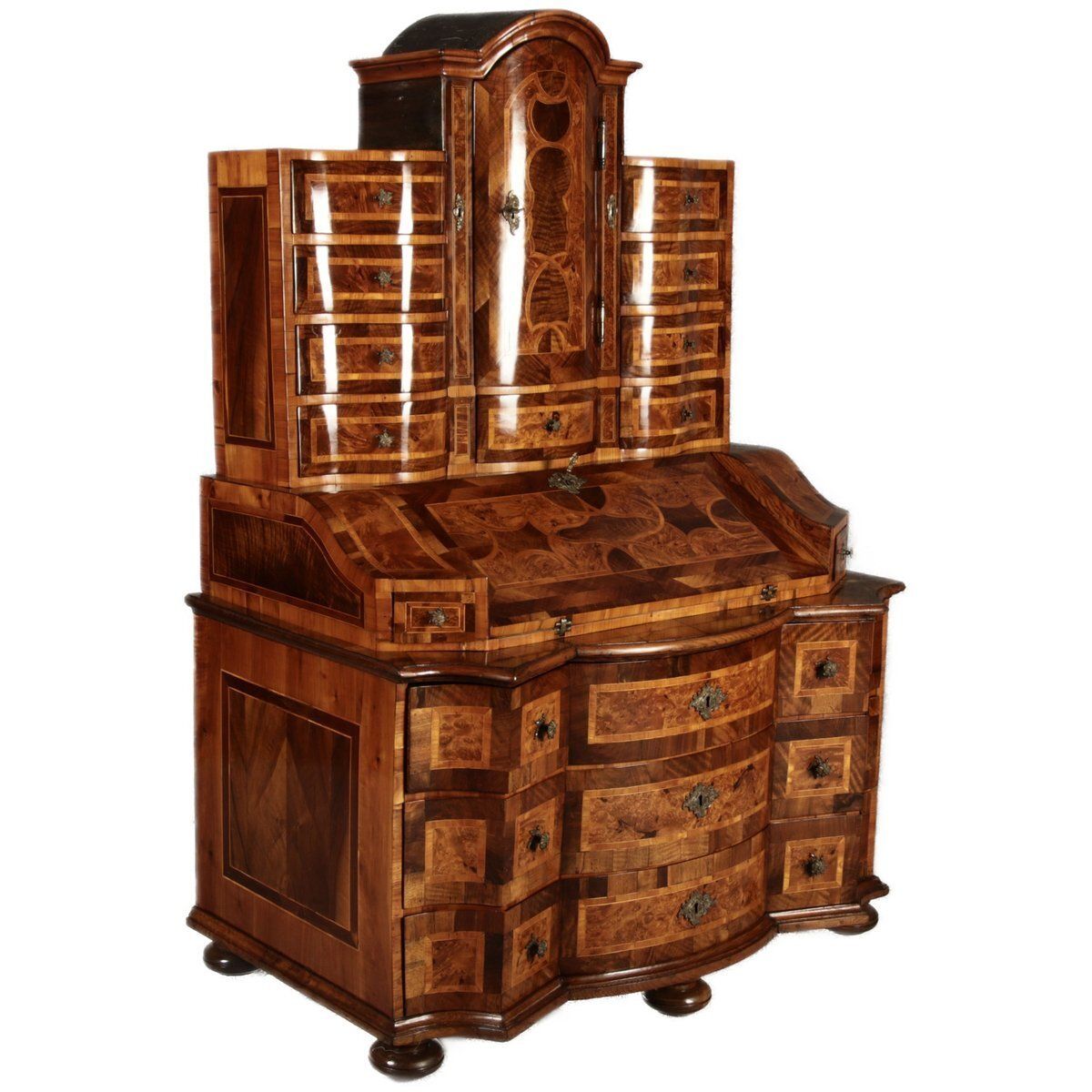 18th Century Baroque Secretary Walnut Veneer Vienna Austria, 1710s photo furniture
