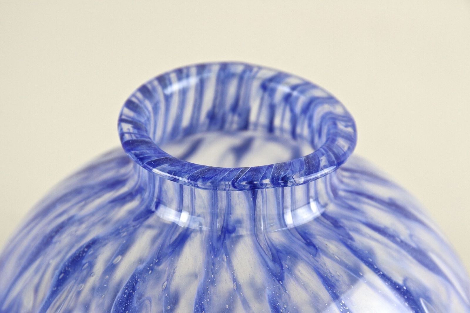 20th Century Blue Murano Glass Ball Vase, Mid Century Modern, Italy Ca. 1970 photo for sale
