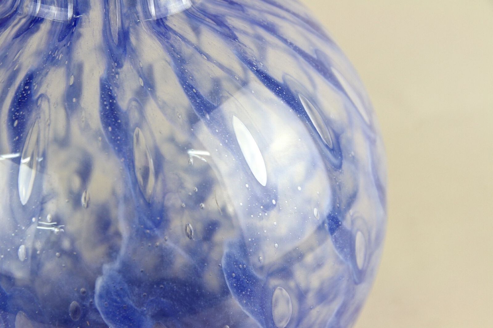 535.0 20th Century Blue Murano Glass Ball Vase, Mid Century Modern, Italy Ca. 1970 photo