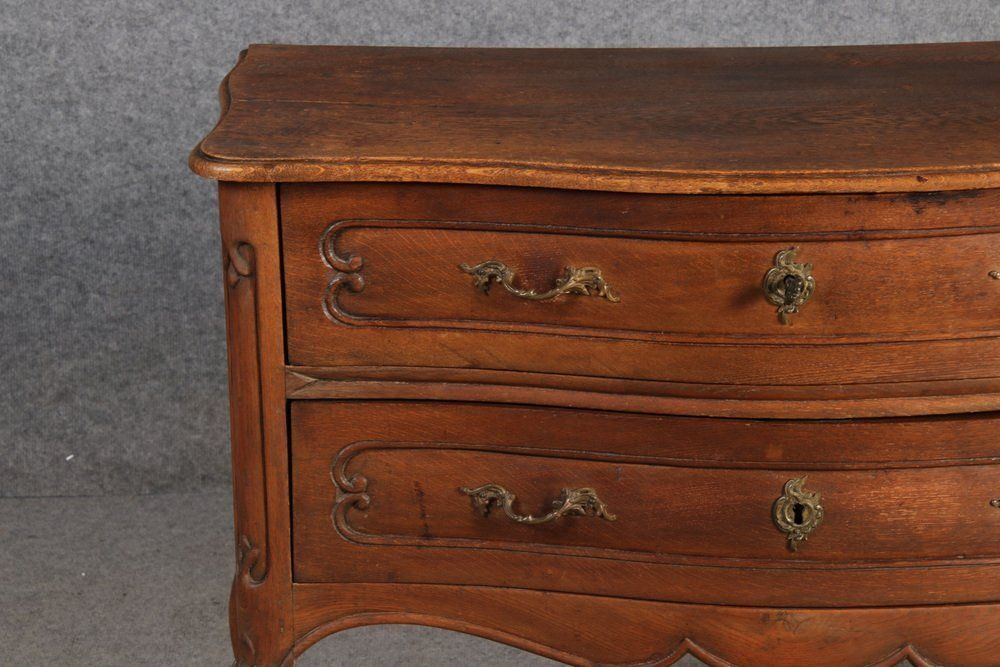 Furniture Antique Rococo Chest Of Drawers In Oak, 1800 photo