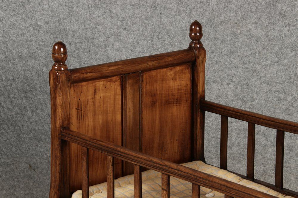 19th Century Biedermeier Walnut Childrens Bed Doll Bed, 1830s photo Home Decor