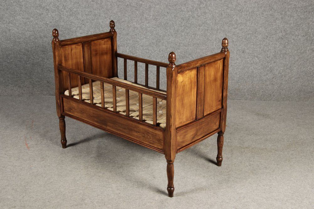 photo for sale 19th Century Biedermeier Walnut Childrens Bed Doll Bed, 1830s