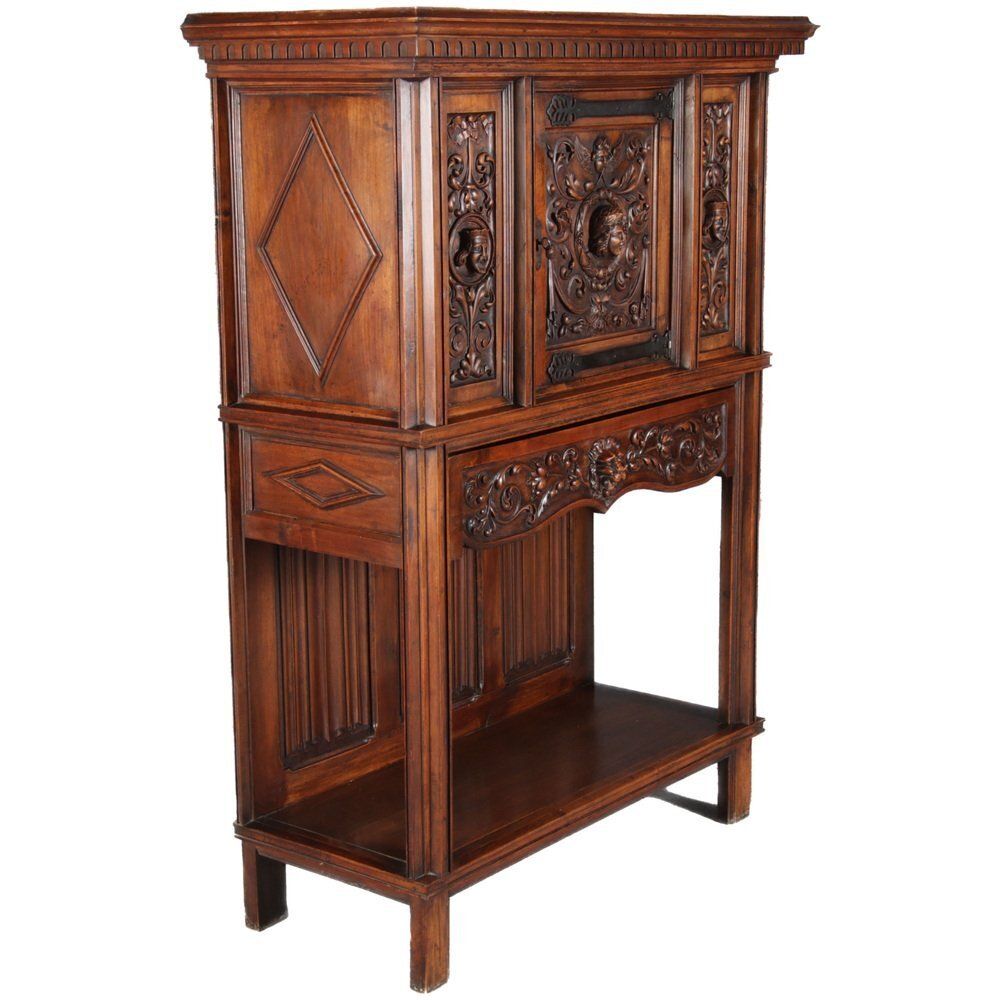 Antique Historicism Cabinet With Lions, 1900s photo furniture