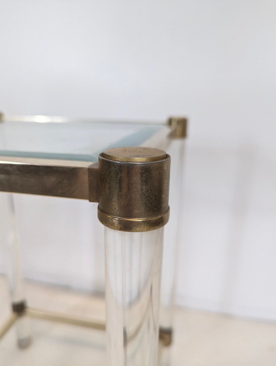 Italian Style Side Table In Metal And Acrylic Glass, 1980s photo for sale