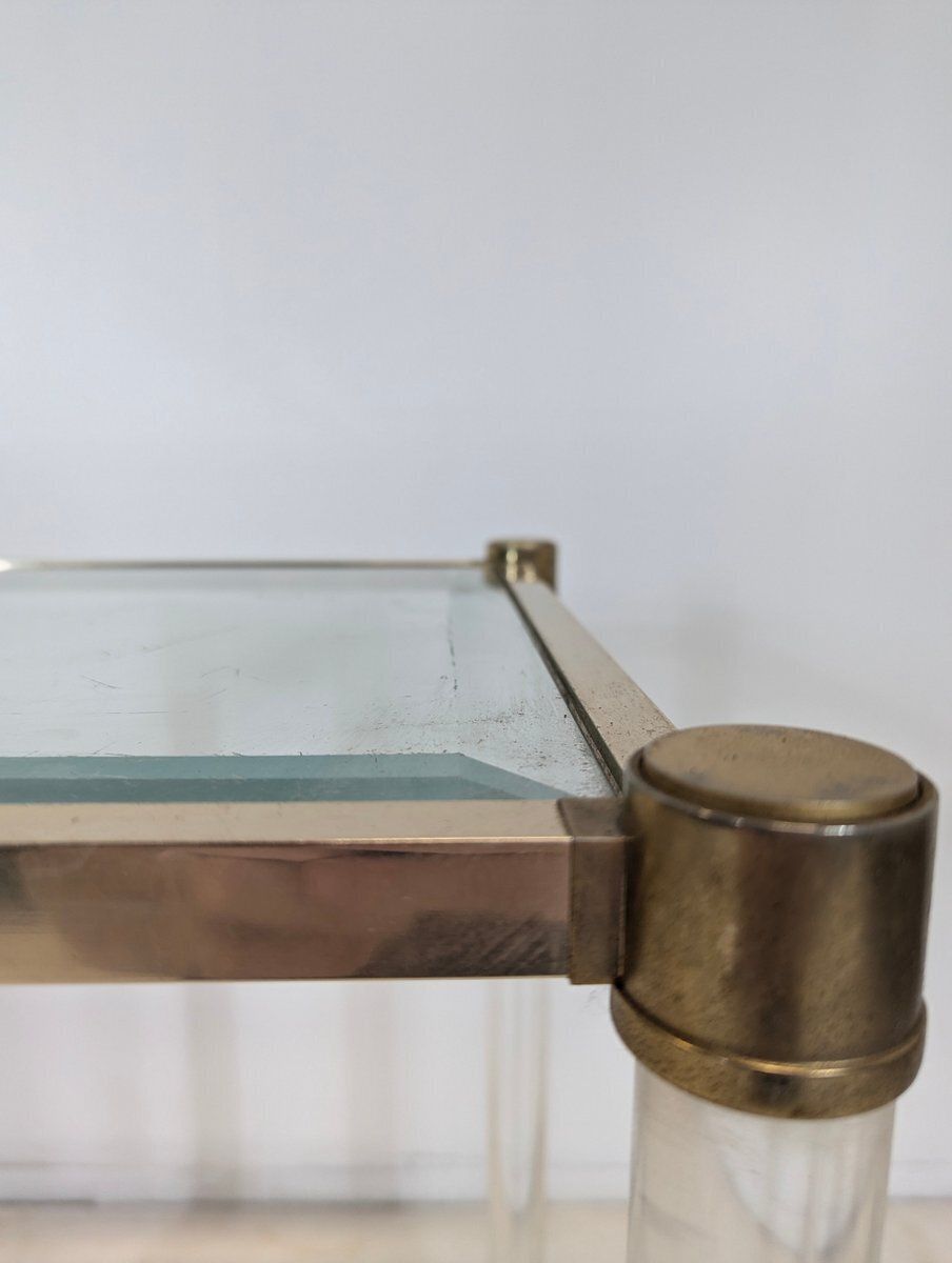 Italian Style Side Table In Metal And Acrylic Glass, 1980s photo Furniture