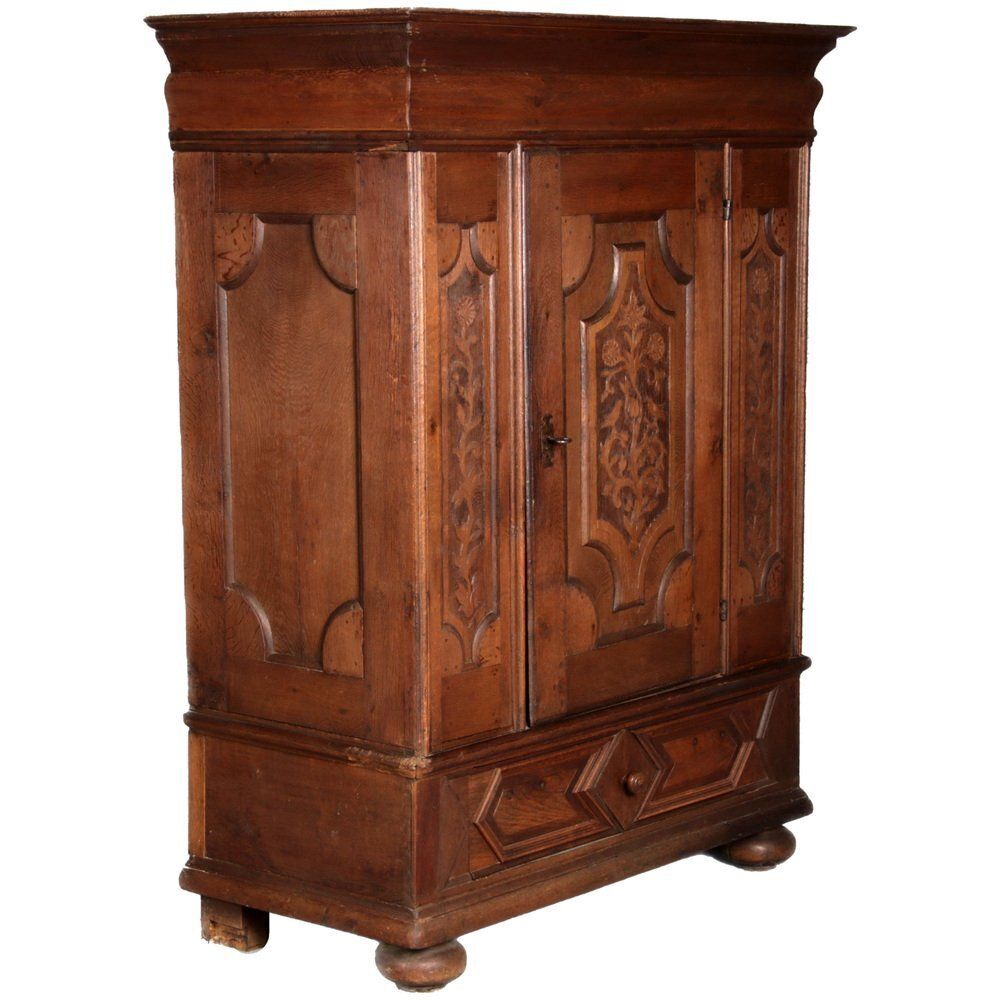 Small Baroque 1 Door Cabinet In Oak, 18th Century photo furniture