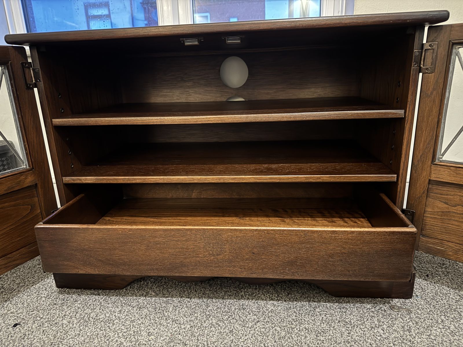 Andrena Carved Light Oak Tv Media Cabinet/Unit/Stand photo for sale