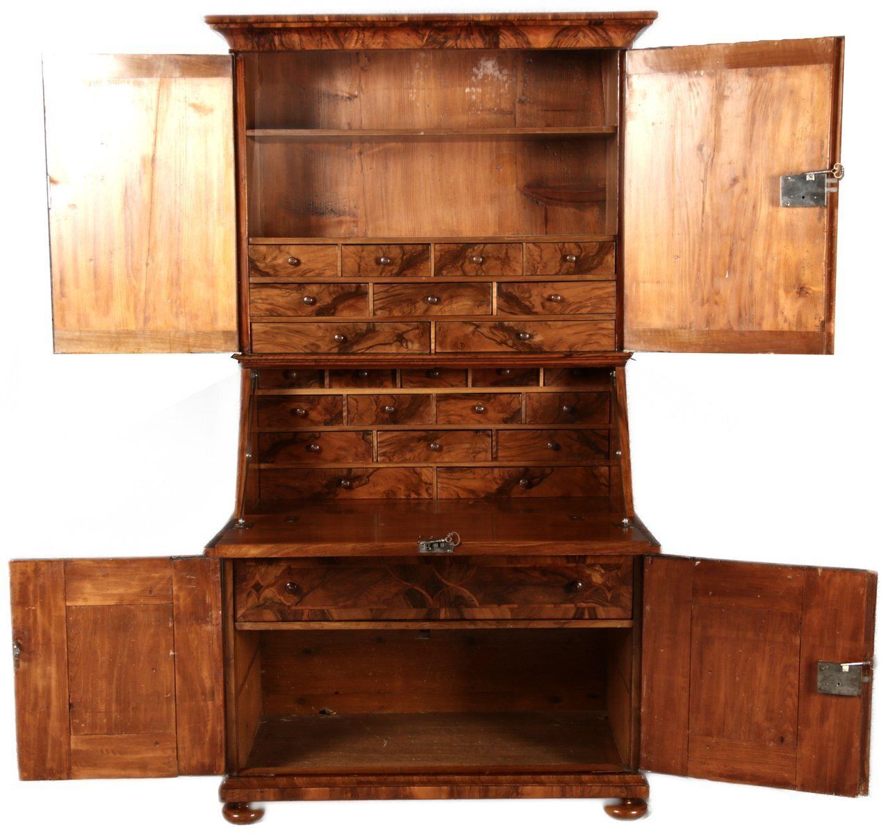 Baroque Secretary Walnut With Inlays, 1740s photo Furniture