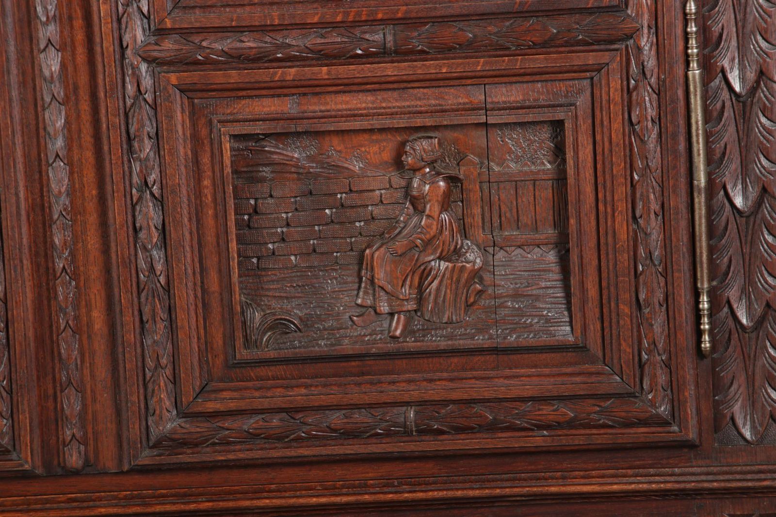 photo furniture Antique Breton Wilhelminian Historism Oak Vitrine, 19th Century