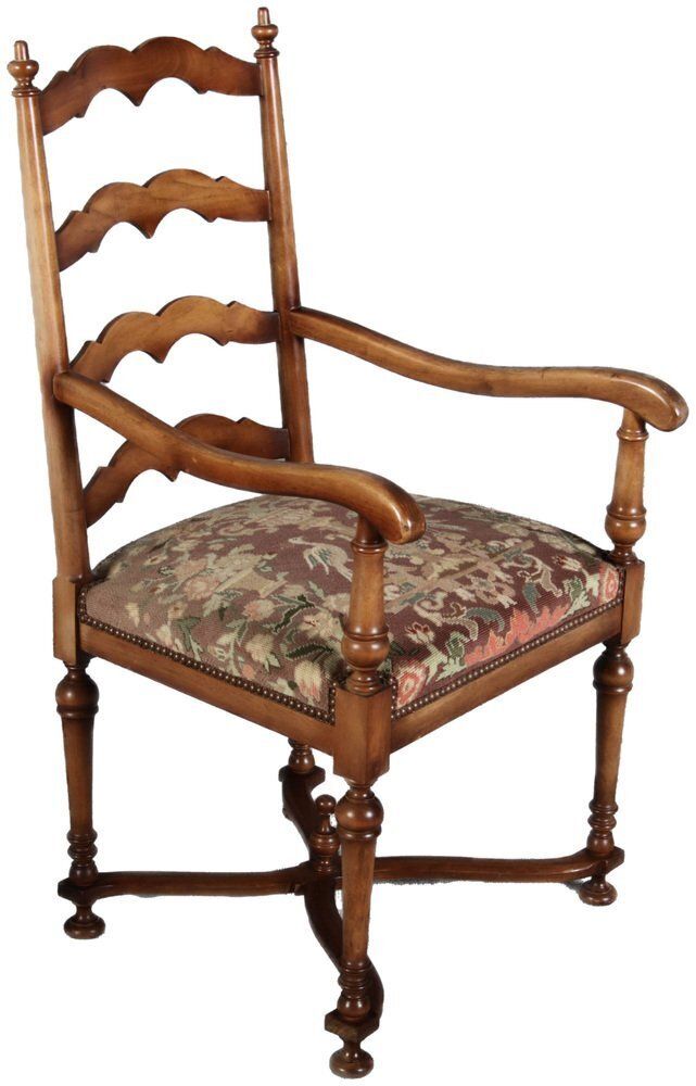 Vintage Baroque Style Armchair In Walnut, 1940