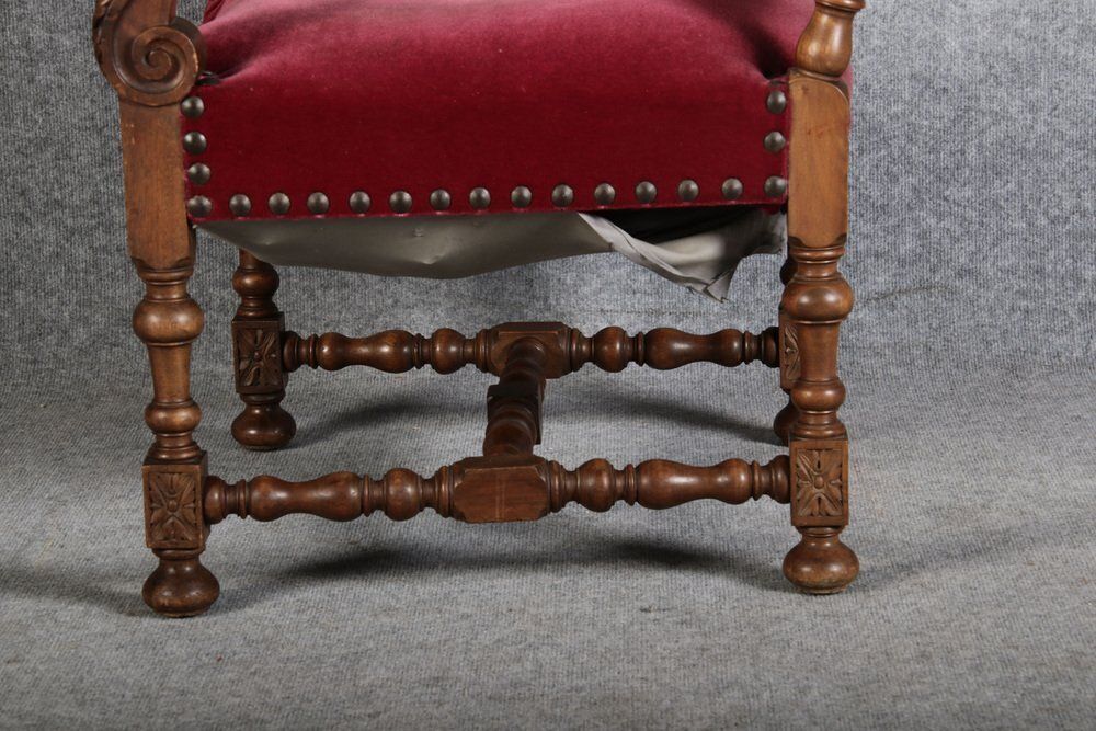 Antique Baroque Armchair In Walnut, 1880 photo Furniture