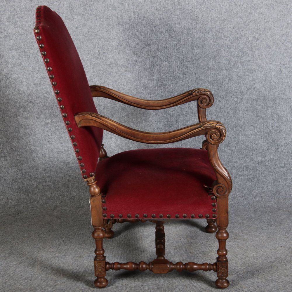419.0 Antique Baroque Armchair In Walnut, 1880 photo