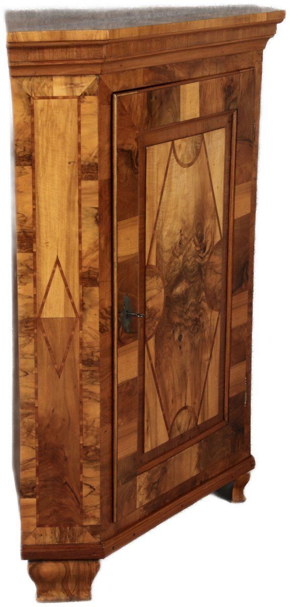 19 Century Baroque Corner Cabinet In Walnut Veneered, 1800s photo furniture