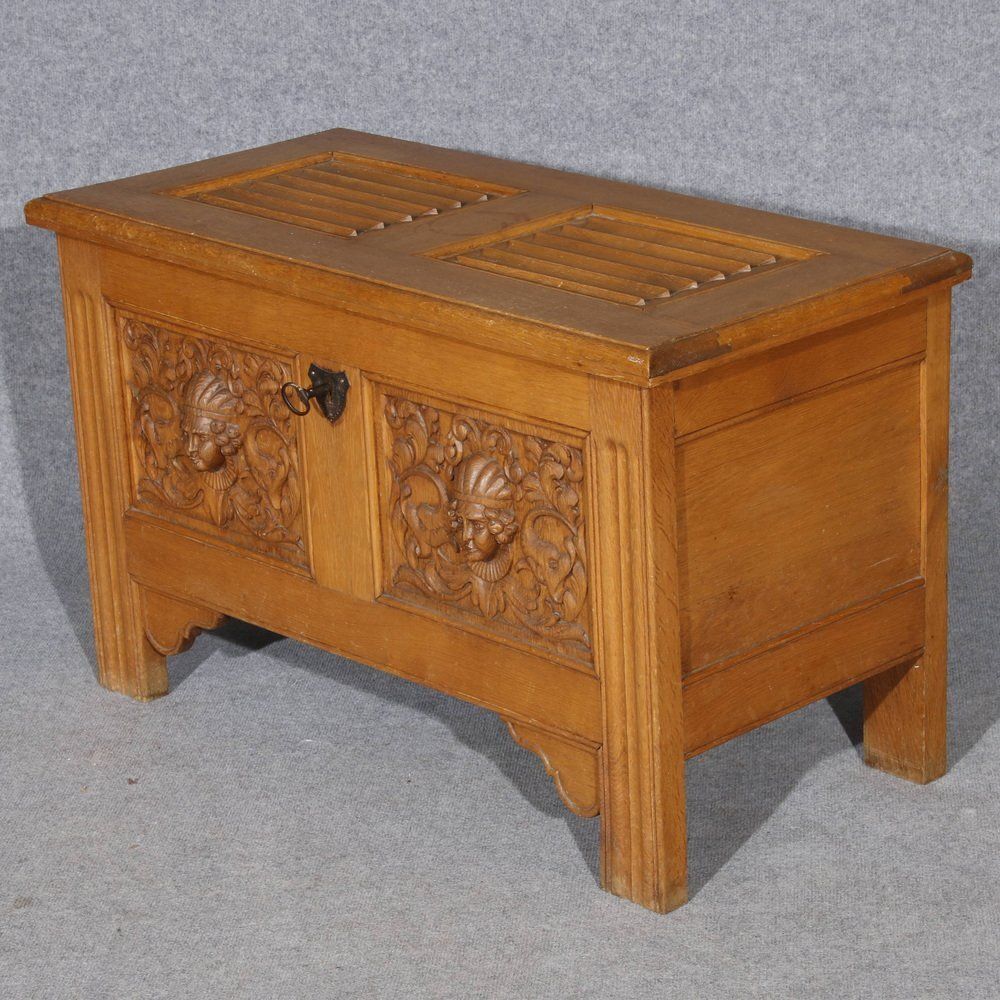 Renaissance Style Chest In Oak, 1940s photo for sale