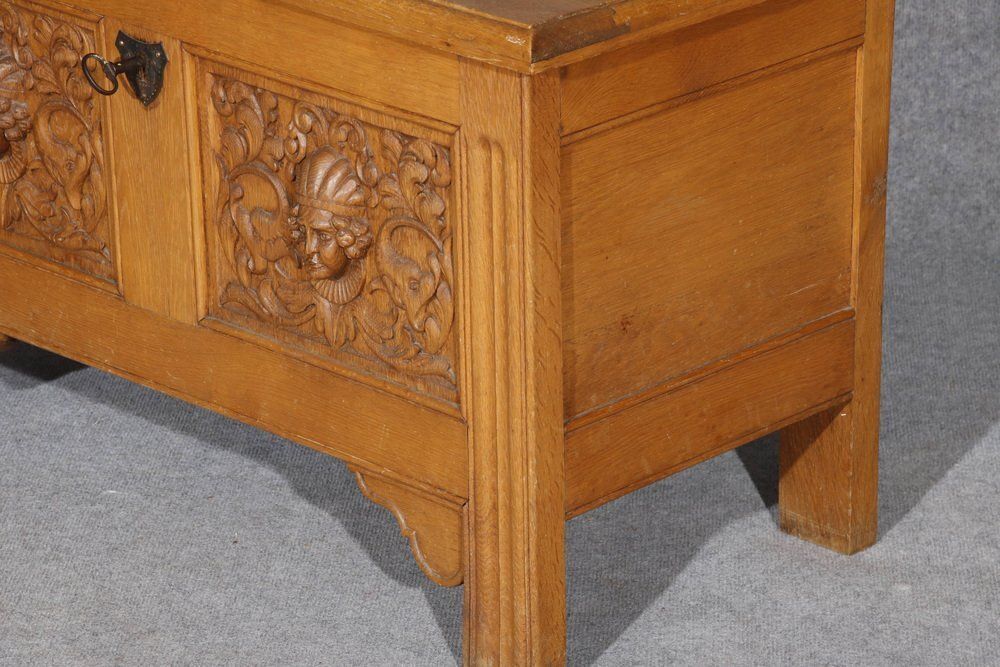 Renaissance Style Chest In Oak, 1940s photo Furniture