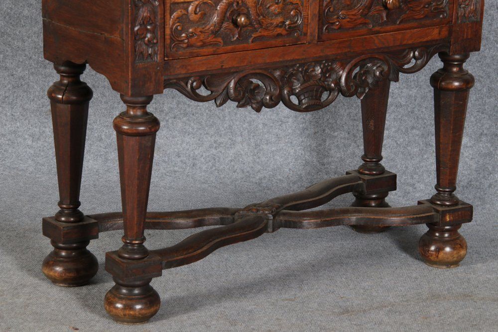 photo vintage 19 Century Baroque Showcase In Oak, 1800s