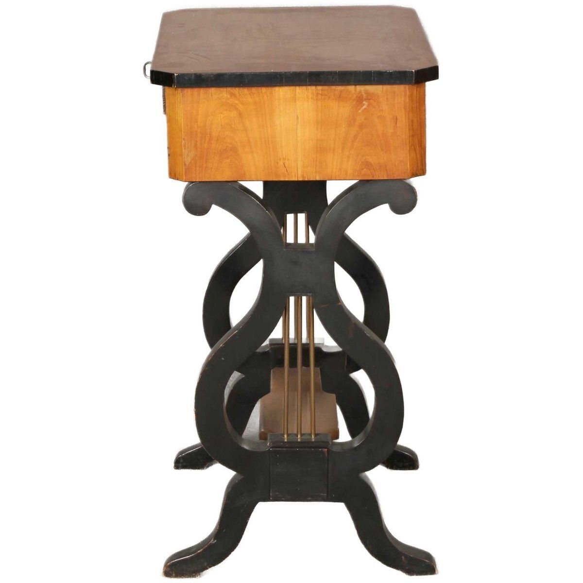 19th Century Lyra Sewing Table In Black Cherry Wood, 1820 photo for sale