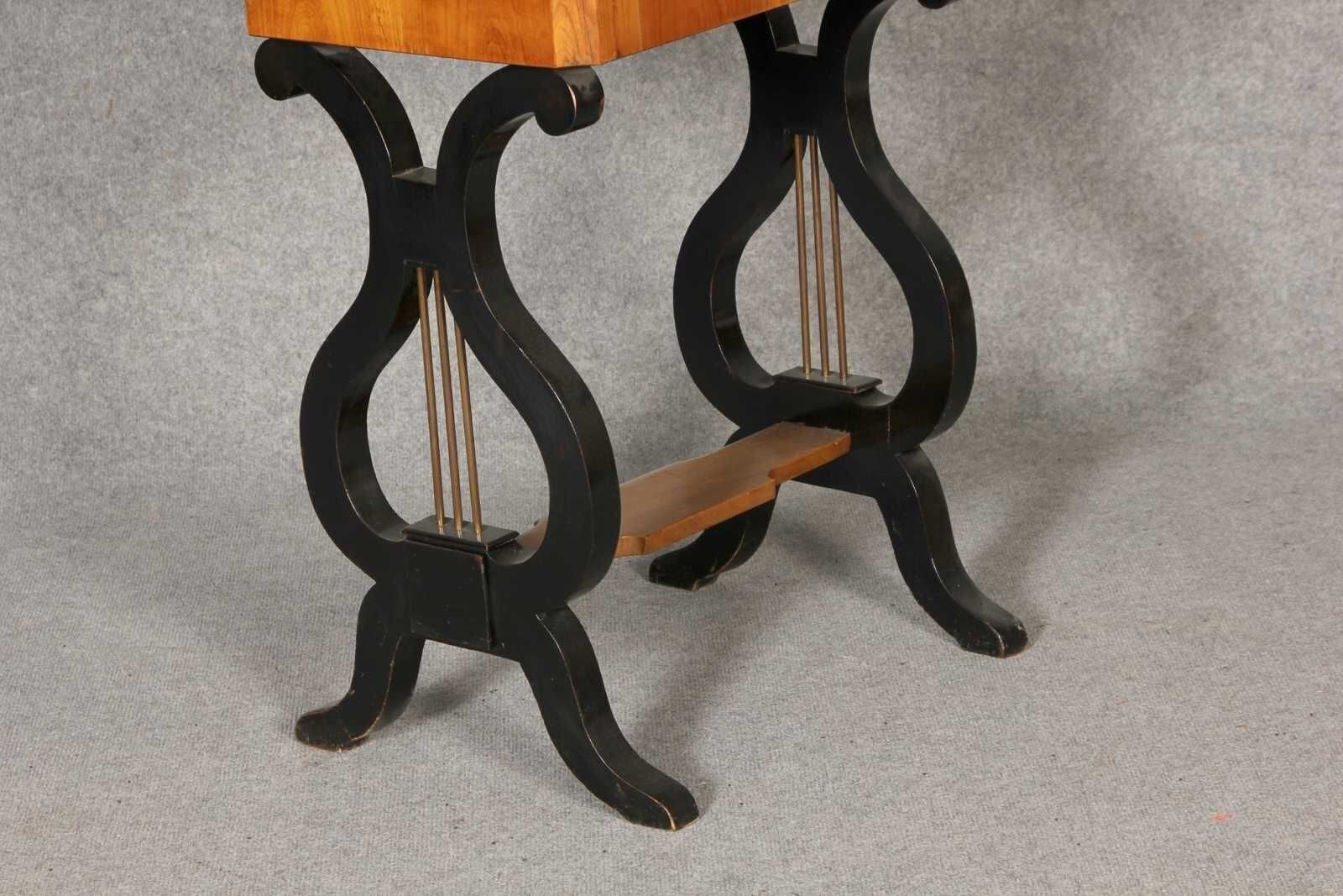 19th Century Lyra Sewing Table In Black Cherry Wood, 1820 photo vintage