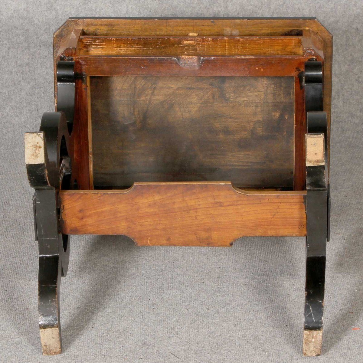 photo vintage 19th Century Lyra Sewing Table In Black Cherry Wood, 1820